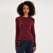 T-shirt manches longues col rond ajust&eacute; violet fonc&eacute; femme