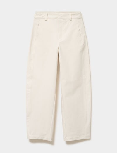 Pantalon ballon taille haute ecru femme