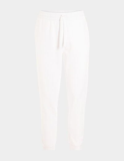 Pantalon jogging droit molleton blanc homme