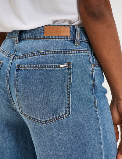 Jeans extra wide leg taille haute denim stone femme