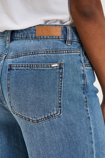Jeans extra wide leg taille haute denim stone femme