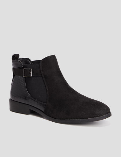 Bottines chelsea avec boucles noir femme