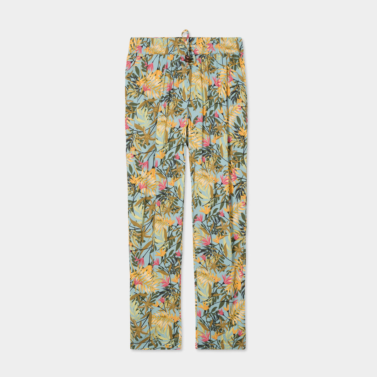 Pantalon cigarette fluide &agrave; ceinture vert &eacute;meraude femme