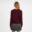 Gilet col rond manches longues bordeaux femme