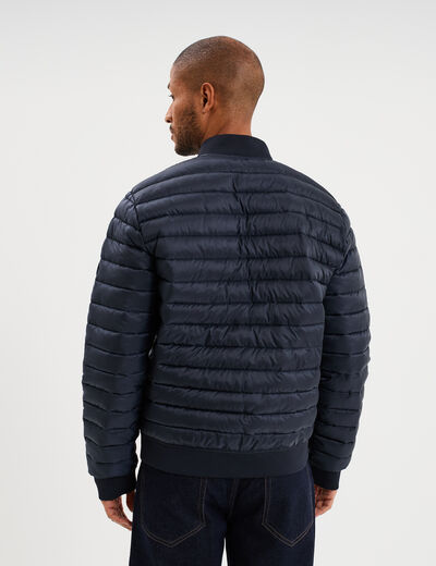 Doudoune l&eacute;g&egrave;re d&eacute;perlante col teddy bleu marine homme