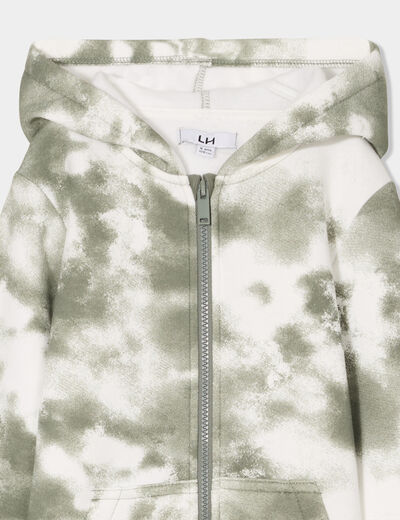 Sweat à capuche zippé vert kaki garçon