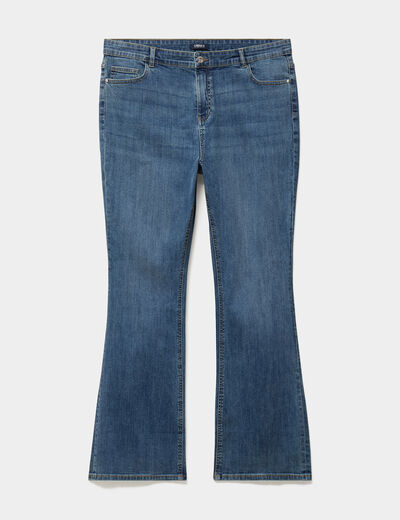 Jean flare 5 poches taille haute denim dirty femme grande taille