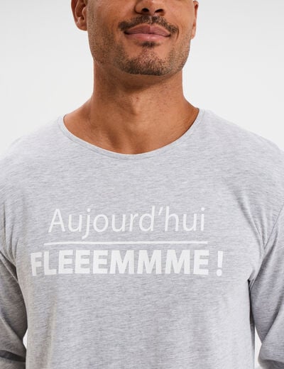 Ensemble pyjama 2 pièces coton gris clair homme