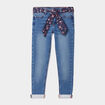 Jeans skinny avec ceinture foulard denim stone fille