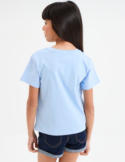 T-shirt manches courtes coton Stitch bleu fille