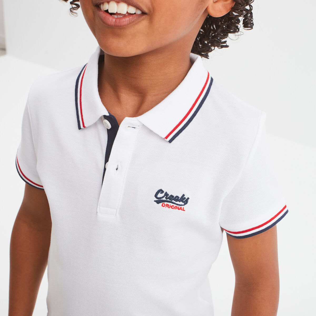 Polo manches courtes coton blanc gar&ccedil;on