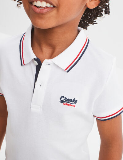 Polo manches courtes coton blanc gar&ccedil;on