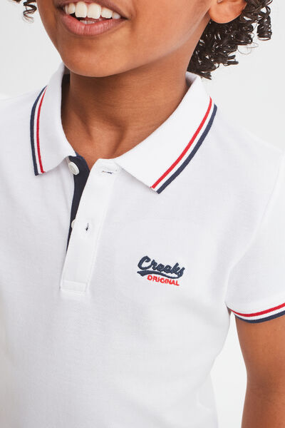 Polo manches courtes coton blanc gar&ccedil;on