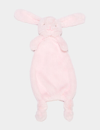 Doudou lapin fausse fourrure rose clair b&eacute;b&eacute;