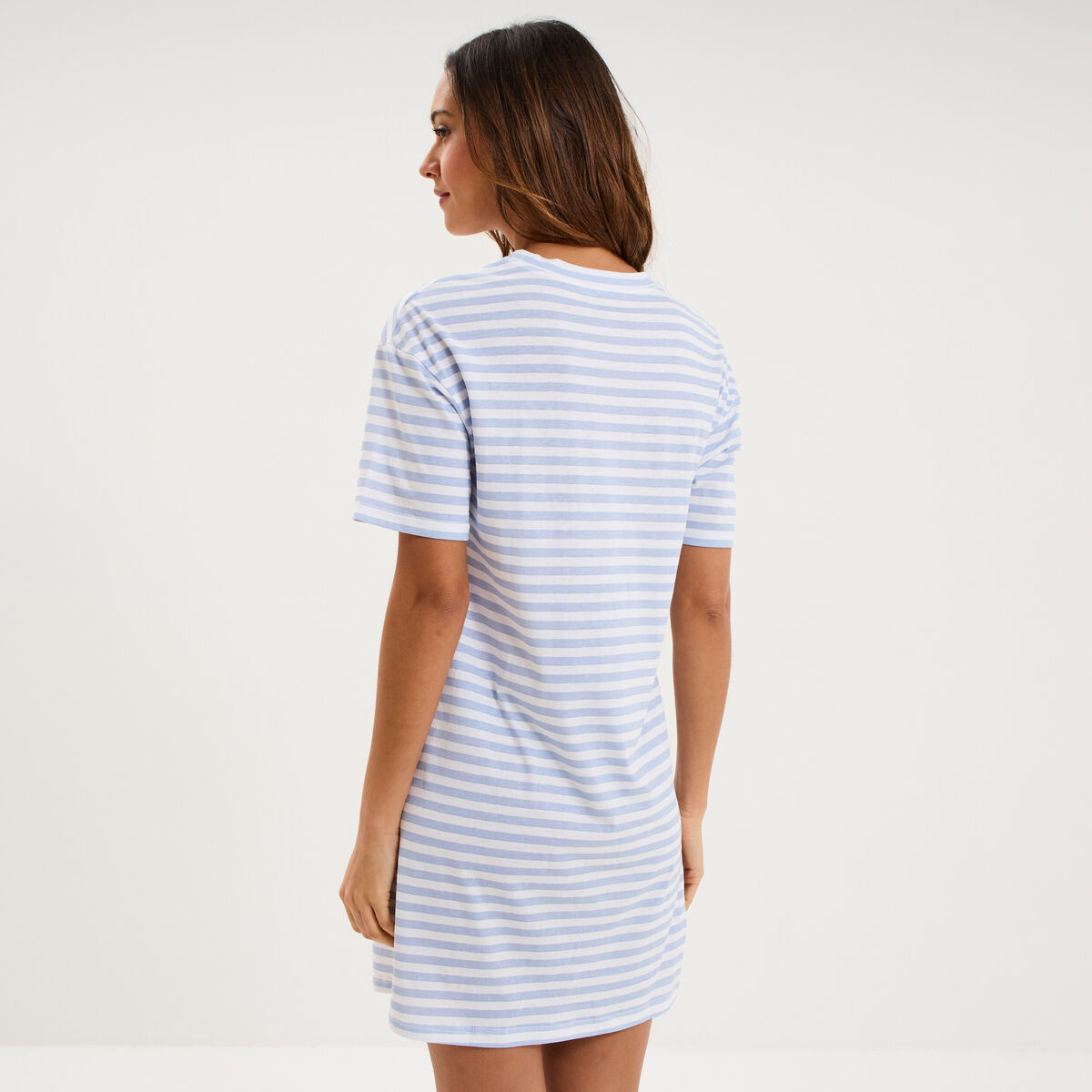 Chemise de nuit manches courtes coton blanc femme