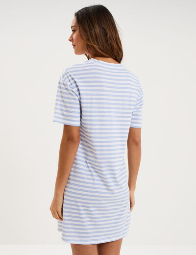 Chemise de nuit manches courtes coton blanc femme