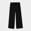 Pantalon effet cr&ecirc;pe taille &eacute;lastiqu&eacute;e noir femme
