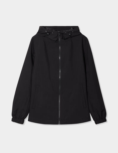 Coupe-vent déperlant à capuche noir femme