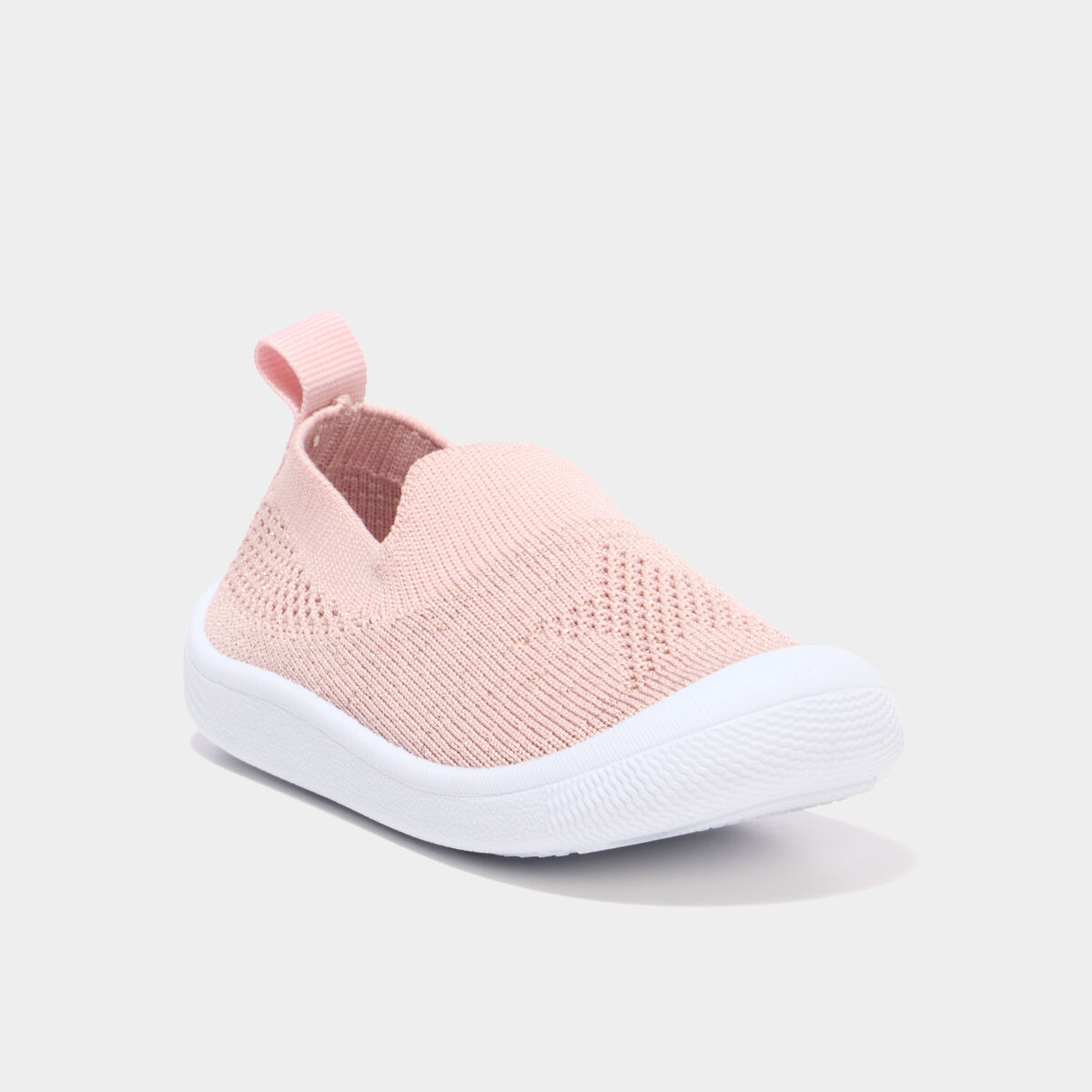 Tennis semelle souple bout renforc&eacute; rose b&eacute;b&eacute; fille