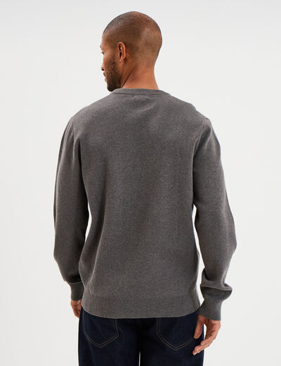 Pull col rond manches longues gris homme