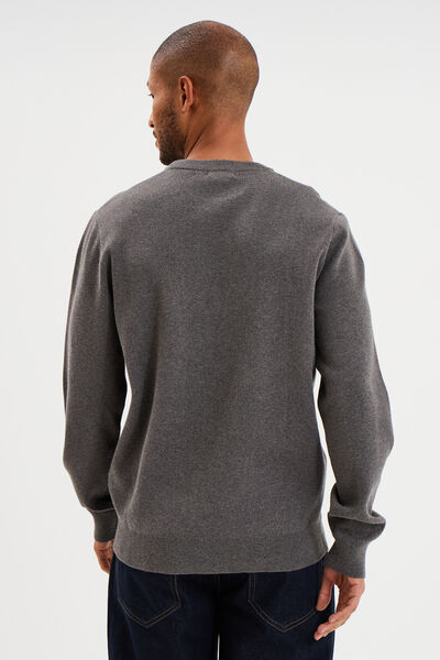 Pull col rond manches longues gris homme