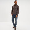Polo manches longues marron fonc&eacute; homme