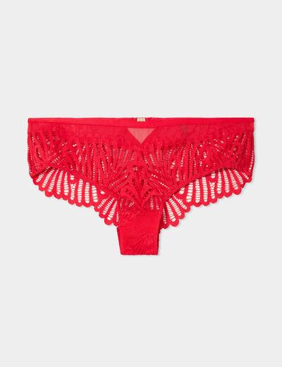 Shorty en dentelle rouge femme