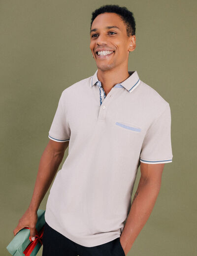 Polo manches courtes 1 poche coton gris clair homme