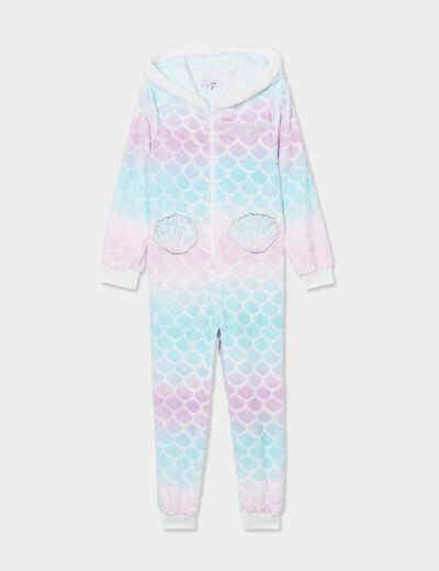 Combinaison pyjama effet polaire violet fille