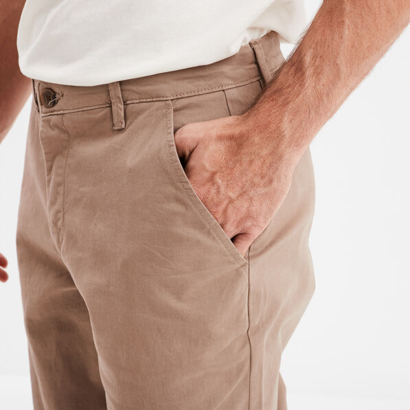 Pantalon chino droit stretch retroussé taupe homme