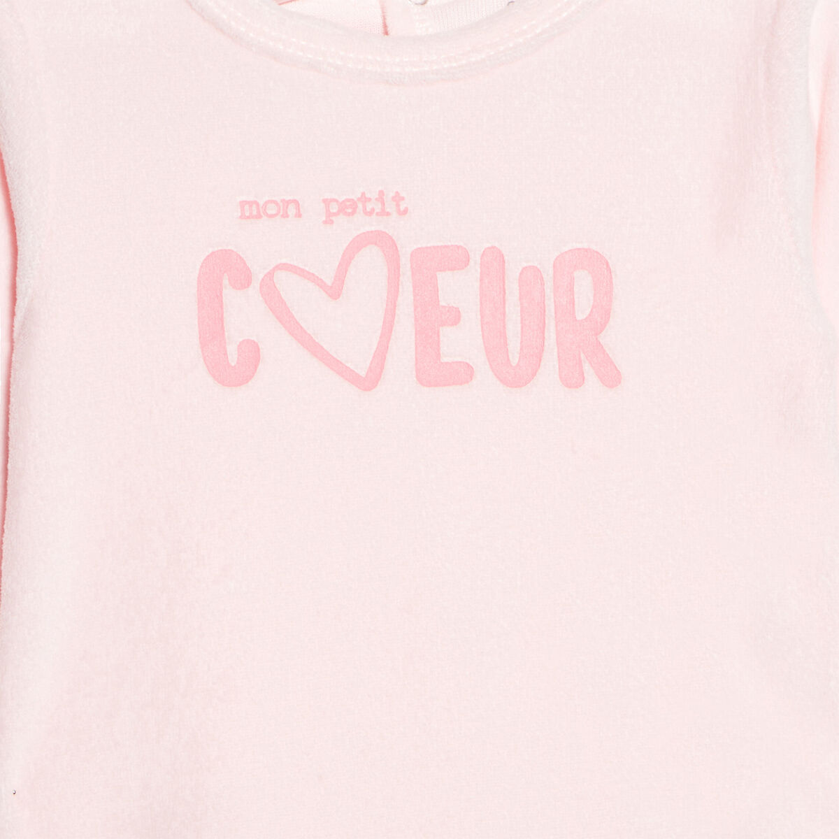 Dors-bien velours manches longues rose clair bébé fille