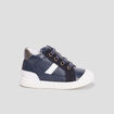 Bottillons zipp&eacute;s en cuir bleu marine b&eacute;b&eacute; gar&ccedil;on
