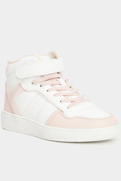 Baskets montantes &agrave; scratchs Iconic rose corail fille