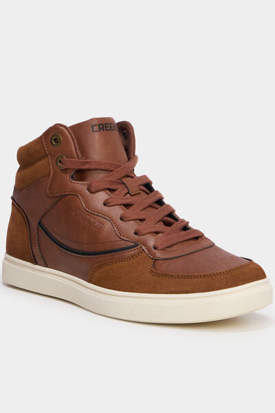 Baskets montantes &agrave; lacets marron homme
