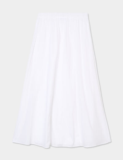 Jupe évasée midi coton blanc femme