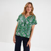 Blouse col en V manches courtes vert menthe femme
