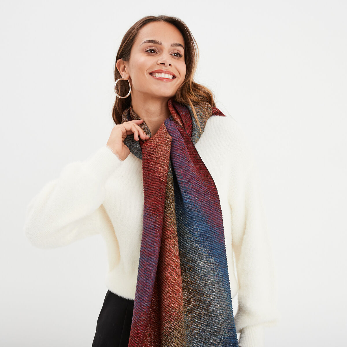 &Eacute;charpe pliss&eacute;e multicolore femme