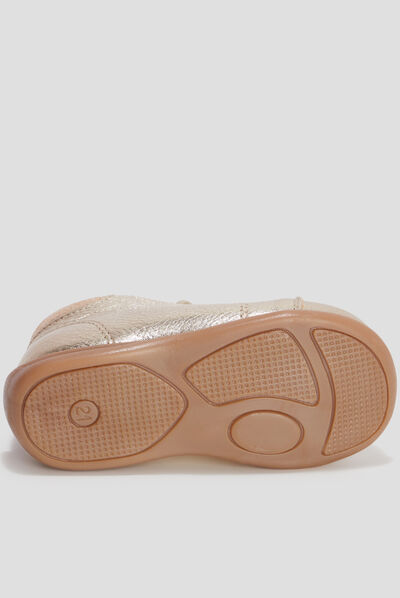 Bottillons à lacets métallisés en cuir jaune or bébé fille