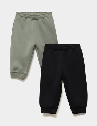 Lot 2 pantalons de jogging bas resserr&eacute; vert kaki b&eacute;b&eacute; gar&ccedil;on