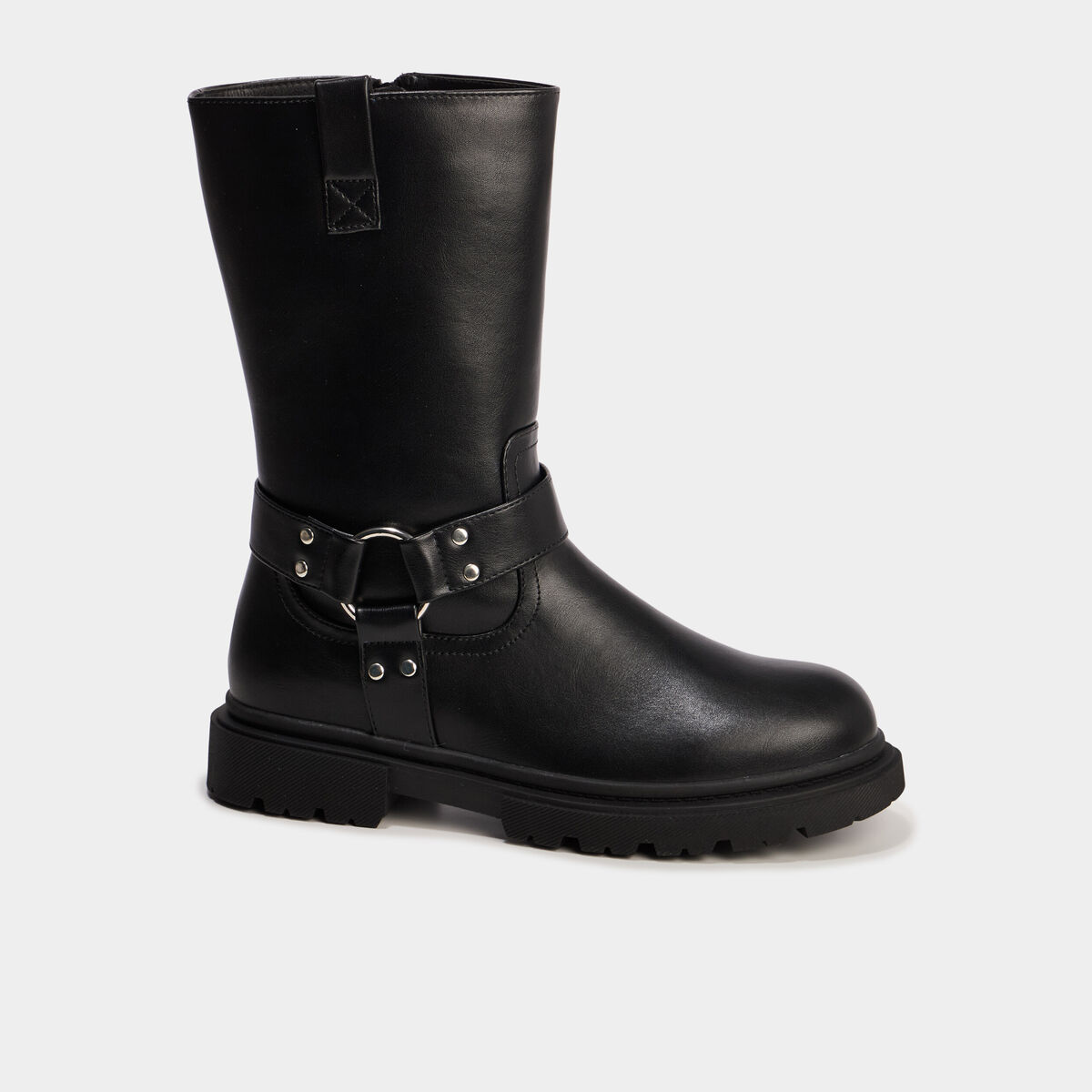 Bottes esprit biker avec boucles noir fille