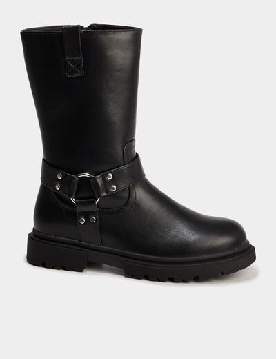 Bottes esprit biker avec boucles noir fille