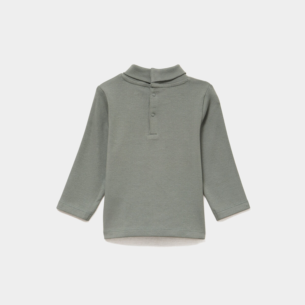 Lot 2 t-shirts col roul&eacute; boutonn&eacute; dos vert kaki b&eacute;b&eacute; gar&ccedil;on