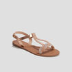 Sandales plates jaune or femme
