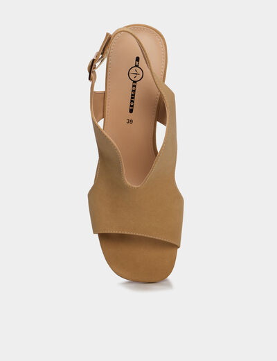 Sandales su&eacute;dine &agrave; talons 7 cm sable femme