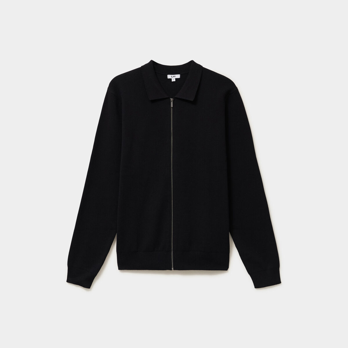 Gilet zipp&eacute; en maille manches longues noir homme