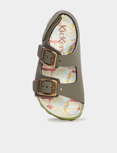 Sandales avec boucles Kickers vert kaki garçon