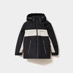 Parka mi-longue zipp&eacute;e &agrave; capuche gris clair gar&ccedil;on