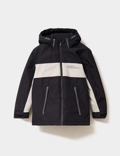Parka mi-longue zipp&eacute;e &agrave; capuche gris clair gar&ccedil;on
