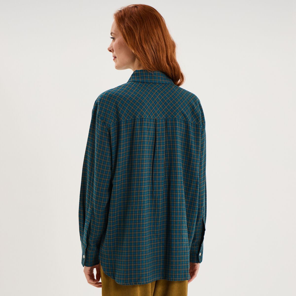 Chemise manches longues coton bleu femme