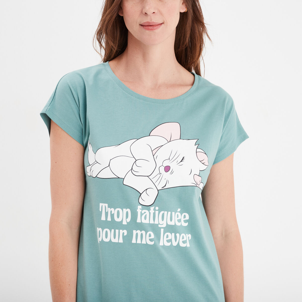 Chemise de nuit coton Aristochats Marie bleu gris femme